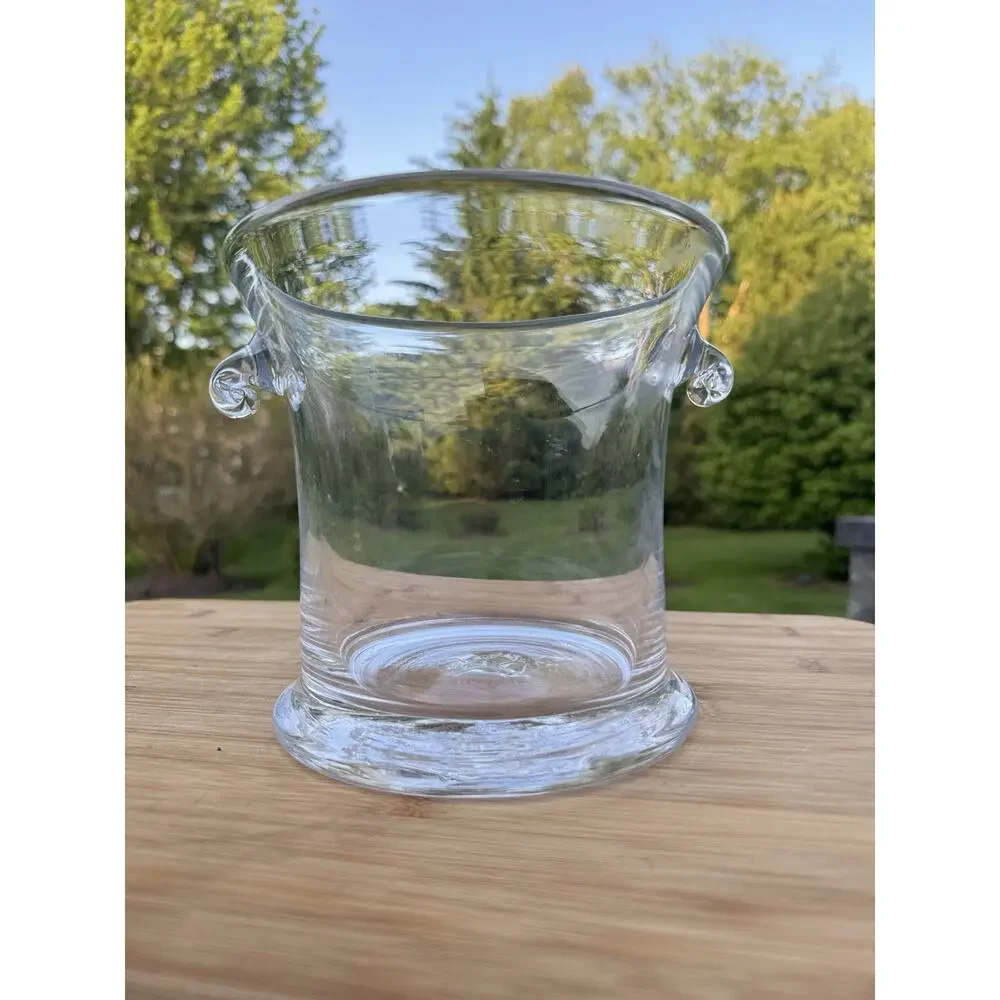 Simon Pearce Glass Champagne Ice Bucket Hand Blown Clear Wine Chiller Pontil 6”
